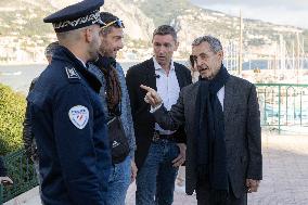 Nicolas Sarkozy And His Son On His Way To Book Signing - Menton