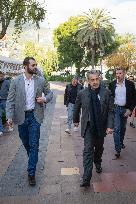 Nicolas Sarkozy And His Son On His Way To Book Signing - Menton