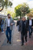 Nicolas Sarkozy And His Son On His Way To Book Signing - Menton