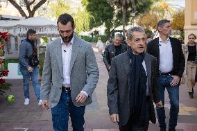 Nicolas Sarkozy And His Son On His Way To Book Signing - Menton