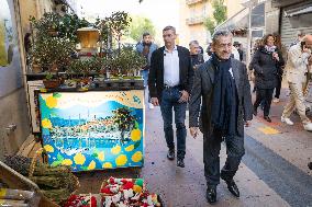 Nicolas Sarkozy And His Son On His Way To Book Signing - Menton