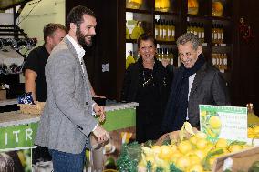 Nicolas Sarkozy And His Son On His Way To Book Signing - Menton