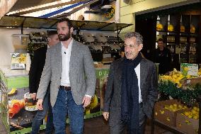 Nicolas Sarkozy And His Son On His Way To Book Signing - Menton