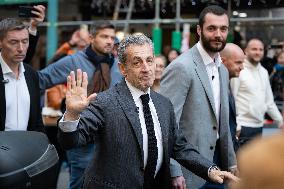 Nicolas Sarkozy And His Son On His Way To Book Signing - Menton