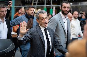 Nicolas Sarkozy And His Son On His Way To Book Signing - Menton