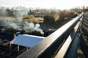 Farmers Blockade On The A64 Motorway Near Carbonne - France