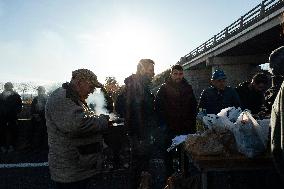 Farmers Blockade On The A64 Motorway Near Carbonne - France