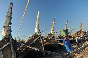 Fishers Unload Fresh Seafood by Boats - Chittagong