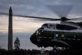 DC: President Trump Departs White House for Army-Navy Football Game