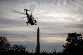 DC: President Trump Departs White House for Army-Navy Football Game