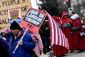 A “Trump Must Go” protest in Washington DC