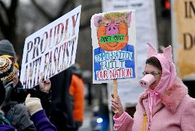 A “Trump Must Go” protest in Washington DC