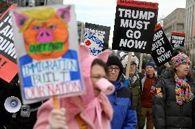 A “Trump Must Go” protest in Washington DC