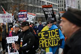 A “Trump Must Go” protest in Washington DC