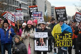 A “Trump Must Go” protest in Washington DC