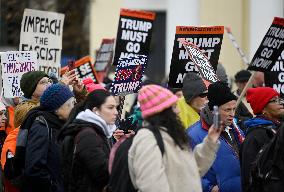 A “Trump Must Go” protest in Washington DC