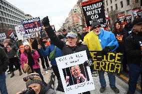 A “Trump Must Go” protest in Washington DC