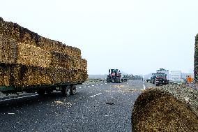 Farmers Protest And Blockade On Highway A64 - France