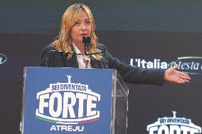 Giorgia Meloni And Daughter At Last Day of Atreyu 2025 - Rome