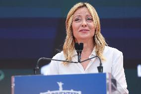 Giorgia Meloni And Daughter At Last Day of Atreyu 2025 - Rome