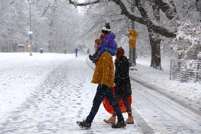 Snow During Winter Storm - NYC