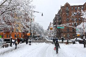 Snow During Winter Storm - NYC