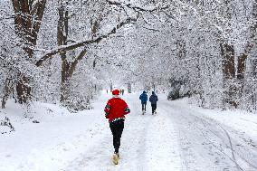 Snow During Winter Storm - NYC