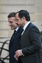Emmanuel Macron welcomes Nikos Christodoulides at the Elysee FA