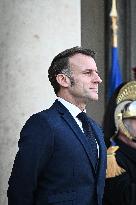 Emmanuel Macron welcomes Nikos Christodoulides at the Elysee FA