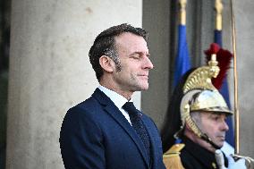 Emmanuel Macron welcomes Nikos Christodoulides at the Elysee FA