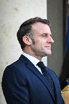 Emmanuel Macron welcomes Nikos Christodoulides at the Elysee FA