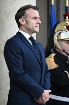 Emmanuel Macron welcomes Nikos Christodoulides at the Elysee FA