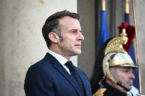 Emmanuel Macron welcomes Nikos Christodoulides at the Elysee FA