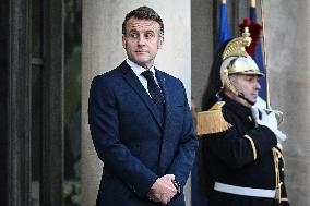 Emmanuel Macron welcomes Nikos Christodoulides at the Elysee FA