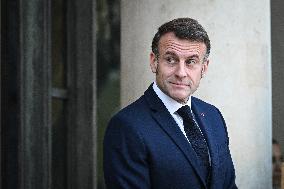 Emmanuel Macron welcomes Nikos Christodoulides at the Elysee FA