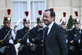 Emmanuel Macron welcomes Nikos Christodoulides at the Elysee FA