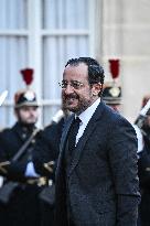 Emmanuel Macron welcomes Nikos Christodoulides at the Elysee FA