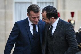 Emmanuel Macron welcomes Nikos Christodoulides at the Elysee FA