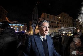 Chanukkiah Lighting Ceremony in Piazza Barberini - Rome