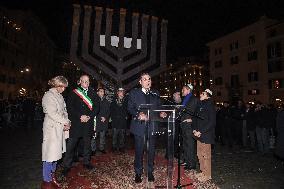 Chanukkiah Lighting Ceremony in Piazza Barberini - Rome