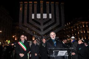 Chanukkiah Lighting Ceremony in Piazza Barberini - Rome