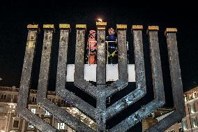 Chanukkiah Lighting Ceremony in Piazza Barberini - Rome