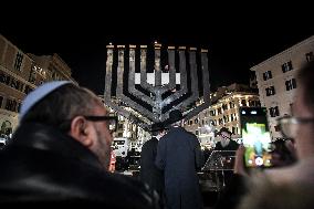 Chanukkiah Lighting Ceremony in Piazza Barberini - Rome