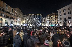 Chanukkiah Lighting Ceremony in Piazza Barberini - Rome