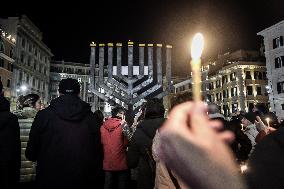 Chanukkiah Lighting Ceremony in Piazza Barberini - Rome