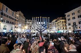 Chanukkiah Lighting Ceremony in Piazza Barberini - Rome