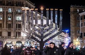 Chanukkiah Lighting Ceremony in Piazza Barberini - Rome