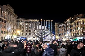 Chanukkiah Lighting Ceremony in Piazza Barberini - Rome