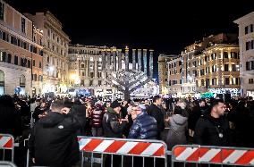 Chanukkiah Lighting Ceremony in Piazza Barberini - Rome