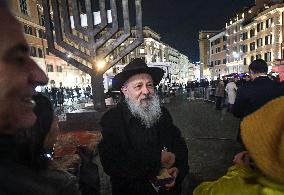 Chanukkiah Lighting Ceremony in Piazza Barberini - Rome